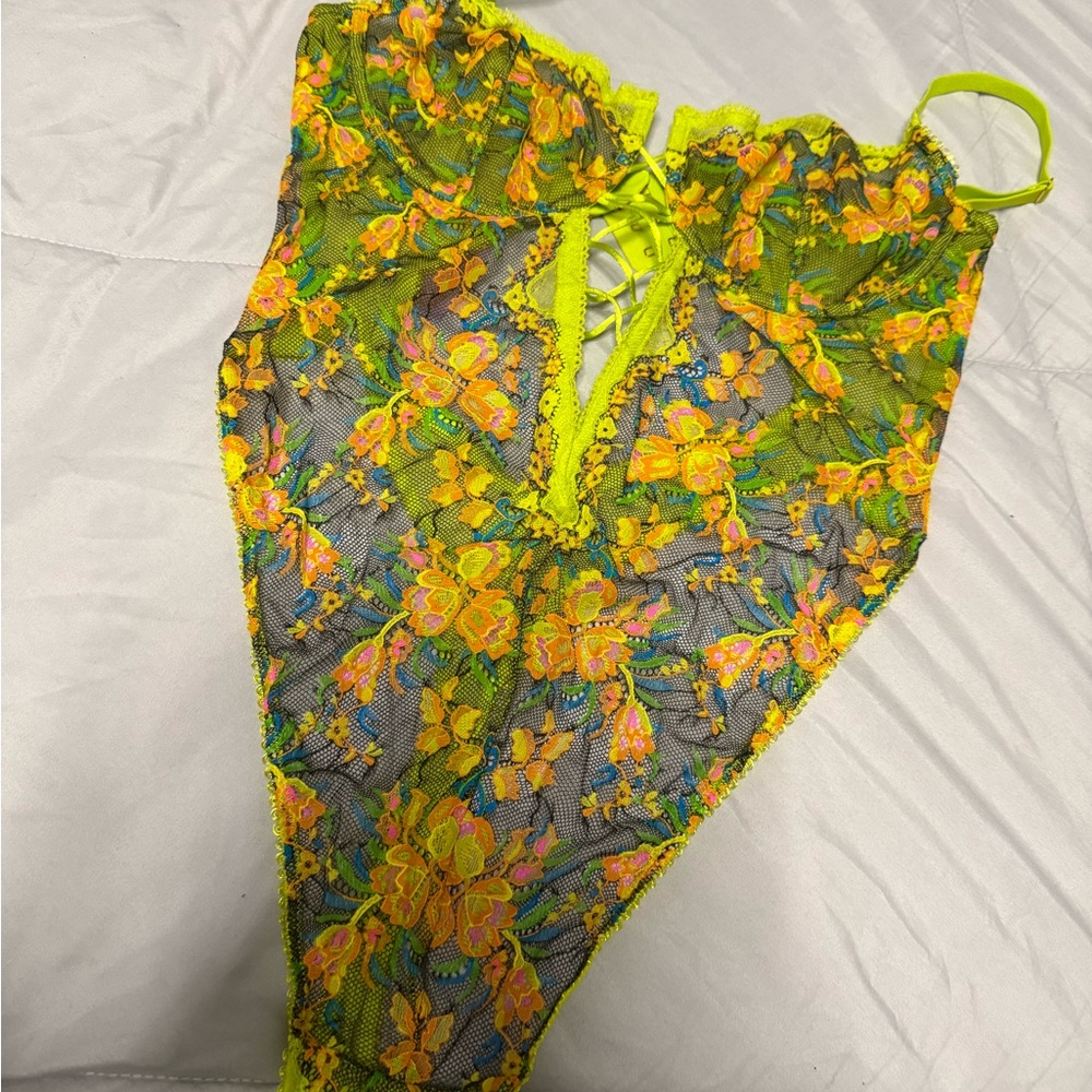 Savage X Fenty- Neon Lace Bodysuit Lingerie